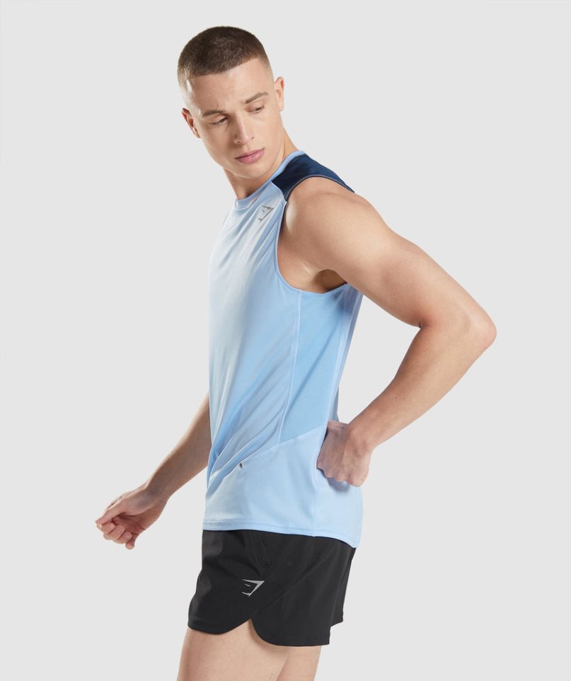 Men's Gymshark Speed Evolve Tanks Blue | CA 05NDA8